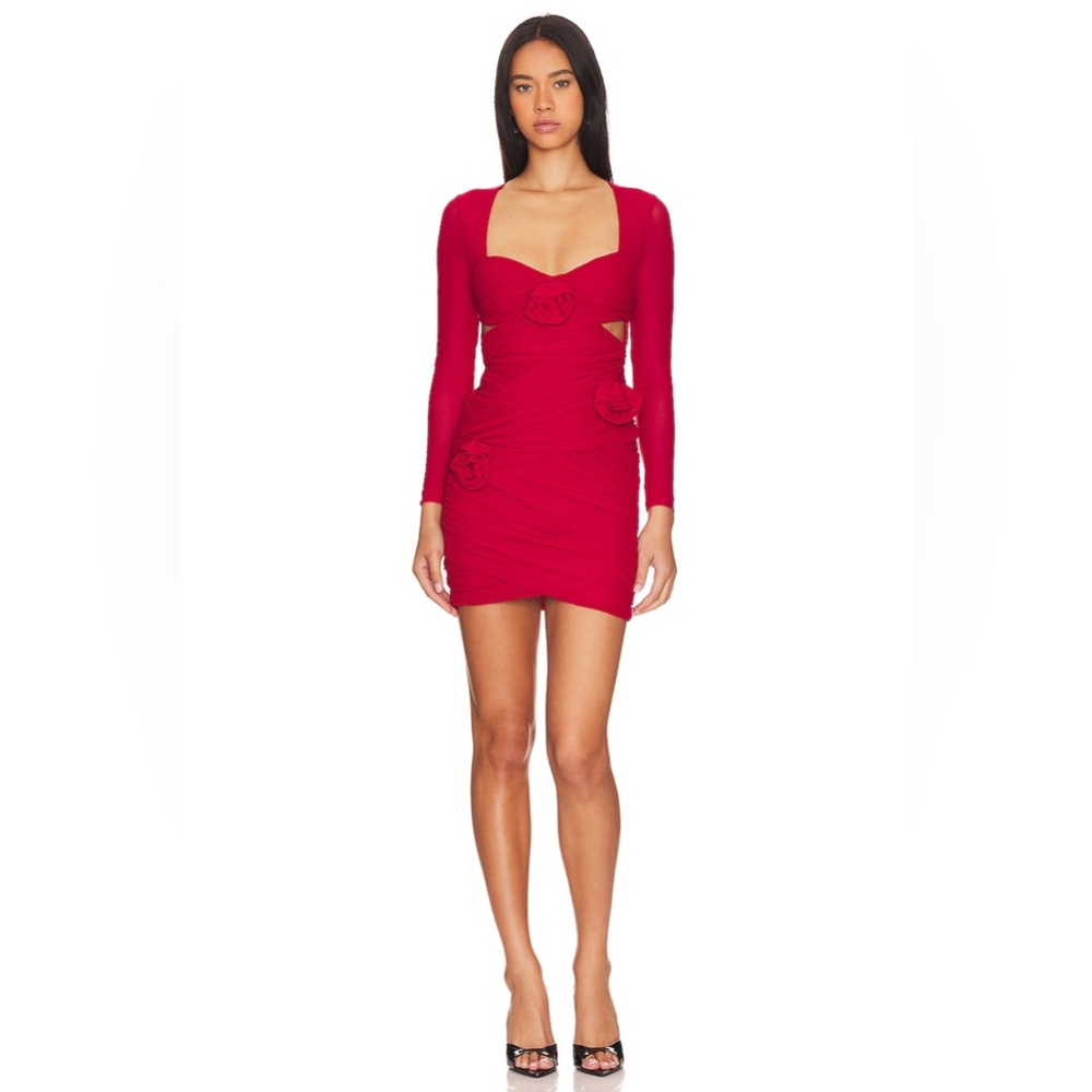 Bardot Pippa Mesh Mini Dress in Fire Red